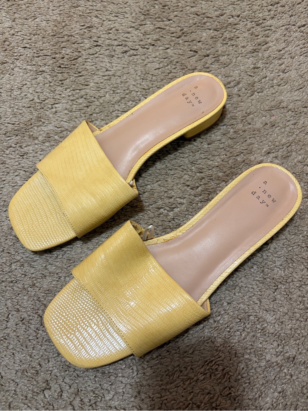 a new day Yellow Textured Slide Mules for Women - Picture 1 of 2